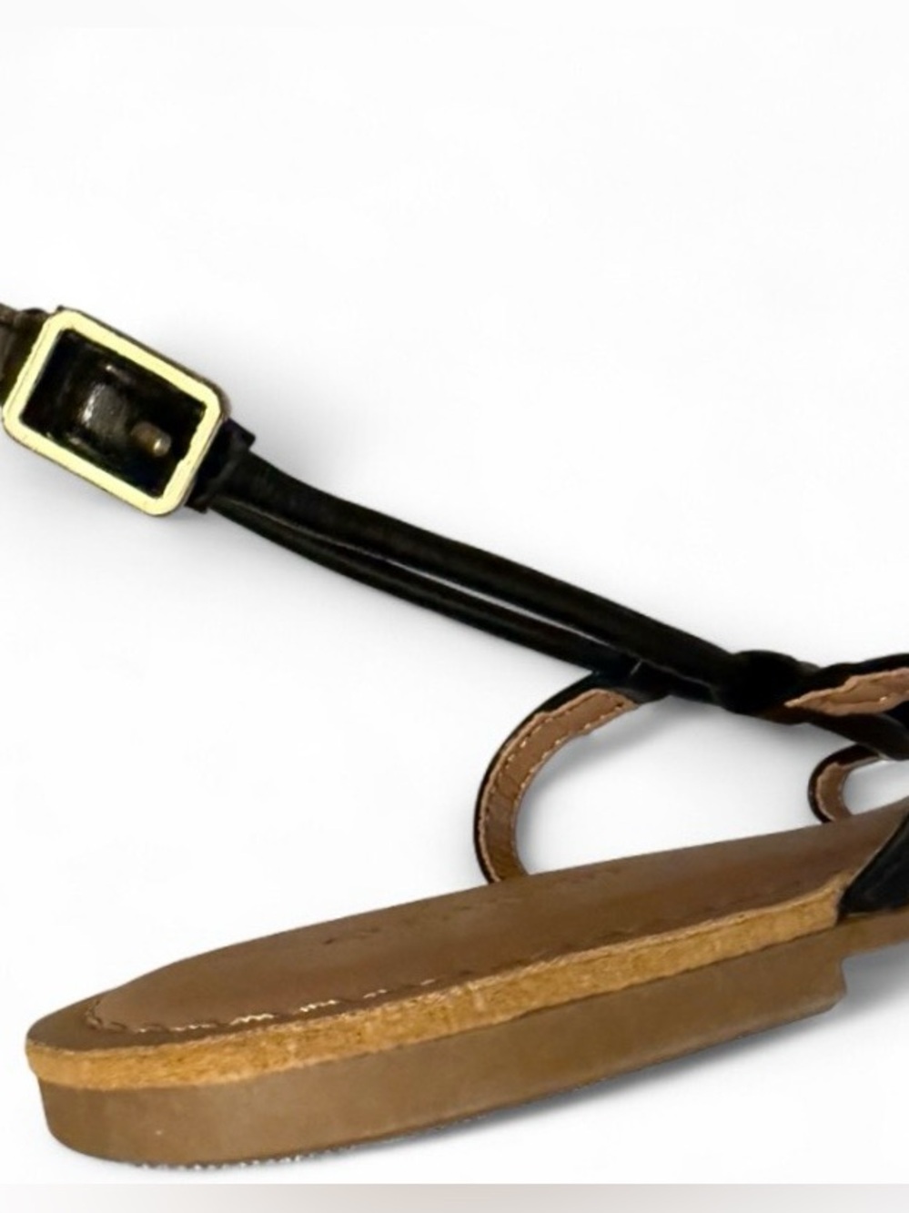 Old Navy Black Faux Leather Asymmetric Strappy Sandals Size 8 - Picture 8 of 12